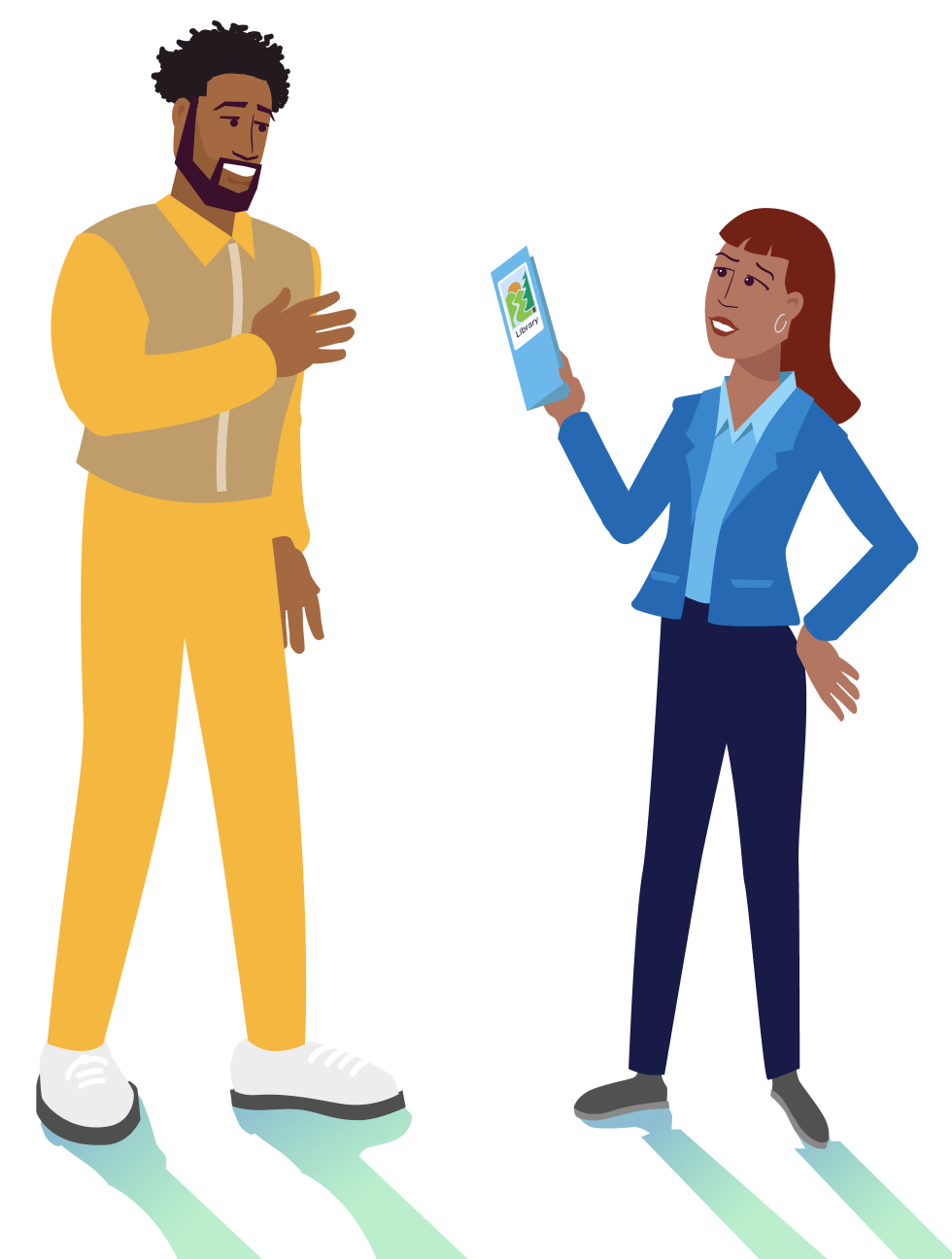 Illustration of two people talking