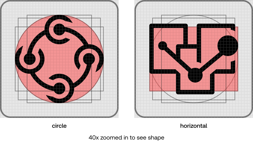 Large circle and horizontal icons