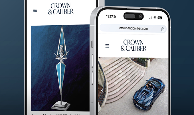 Branded website displayed on mobile phone