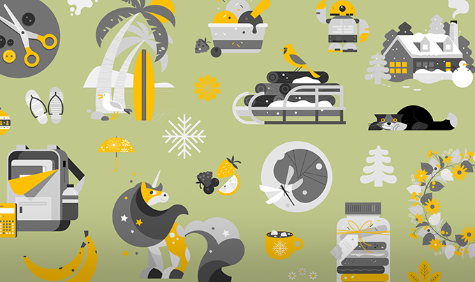 Whimsy three color icon set